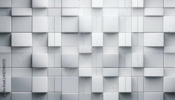 Fototapeta white, abstract 3d cubes background; seamless porcelain textured wallpaper