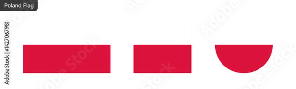 Fototapeta Poland flag PNG vector. Poland Square and round icon isolated on transparent PNG background. Poland flag icon