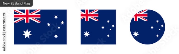Fototapeta New Zealand flag PNG vector. New Zealand Square and round icon isolated on transparent PNG background. New Zealand flag icon