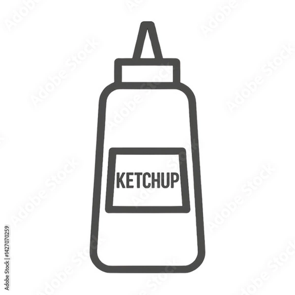 Fototapeta Ketchup bottle icon, minimalist style, monochrome, condiment representation  