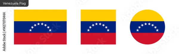 Obraz Venezuela flag png vector. Venezuela Square and round icon isolated on transparent PNG background. Venezuela flag icon