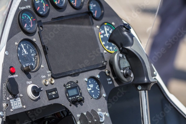Fototapeta The instrument panel is a small light-engine helicopter.
