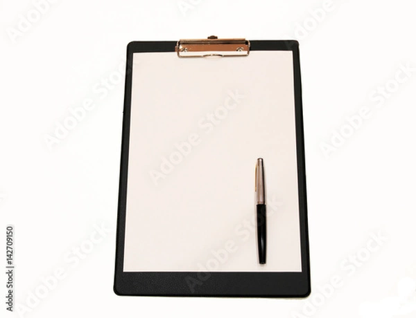 Obraz A white sheet of paper with a pen mounted on a folder
