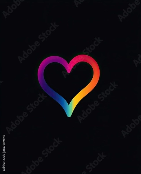 Fototapeta Rainbow colored heart on a black background