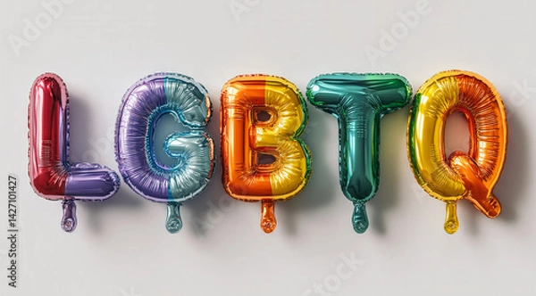 Fototapeta A bunch of balloons spell out the word LGBT