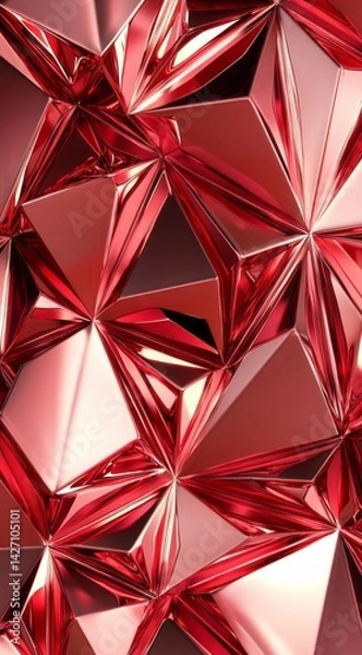 Fototapeta A mesmerizing arrangement of elegant red faceted forms, hinting at luxury and sophistication. The interplay of light and shadow adds depth and dimension to this stunning visual experience.