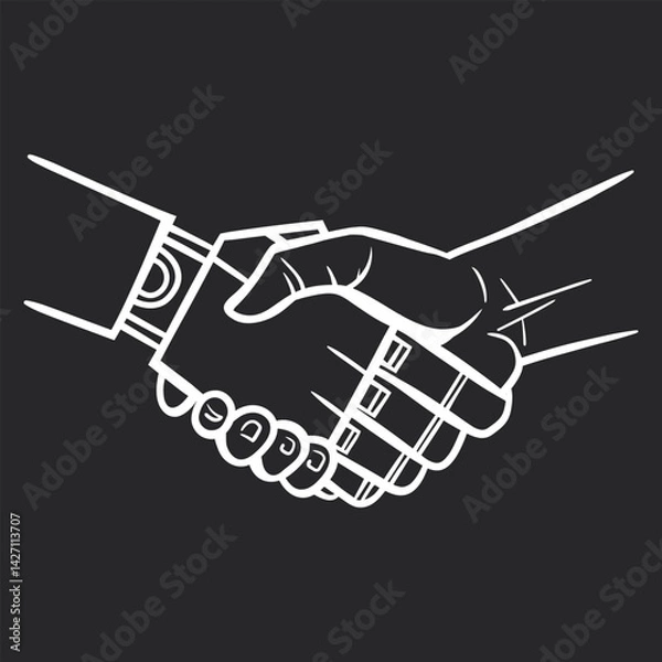 Obraz Handshake between a human hand and a robotic hand