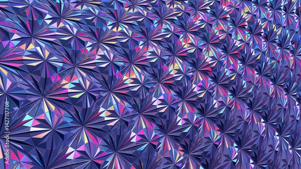 Obraz 3d Abstract jewel tones background. Low poly futuristic crystal background. 3d rendering illustration not AI