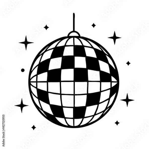 Obraz disco ball icon, disco ball silhouette vector illustration-simple silhouette illustration of disco ball,disco ball vector