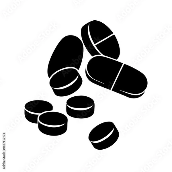 Fototapeta pills icon, pills silhouette vector illustration-simple silhouette illustration of pills,pills vector