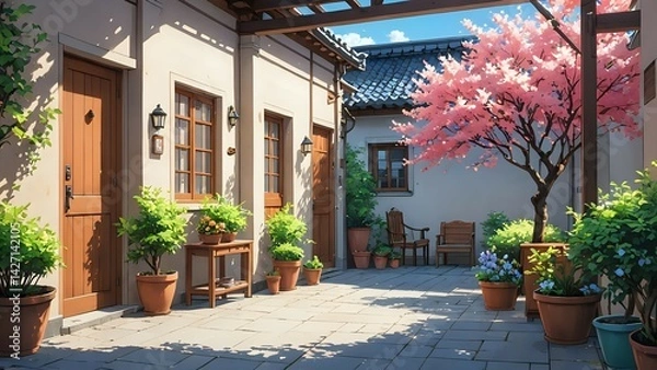 Obraz spring breeze blowing in the small courtyard