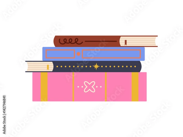 Fototapeta Vector stack of books isolated on white backgroud