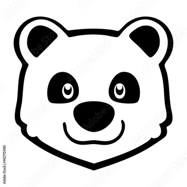 Obraz Panda face with a smile, vector icon