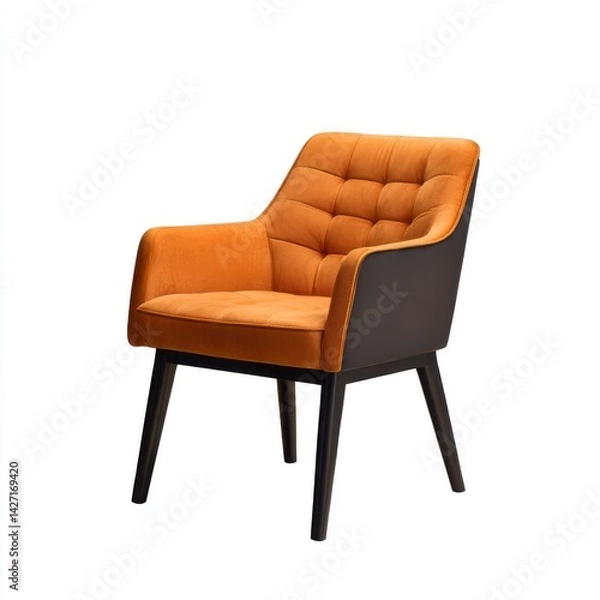Obraz Orange cushioned chair on white background