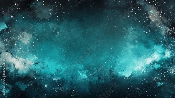 Fototapeta Cosmic Deep Sapphire Banner with Magenta Bokeh Frame