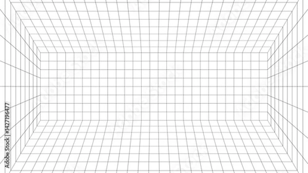 Obraz 三点透視グリッド背景パースの空間イラストデザイン素材