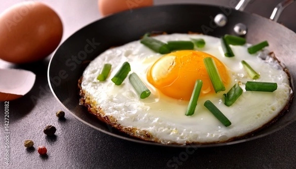 Obraz fried eggs with onion leaf