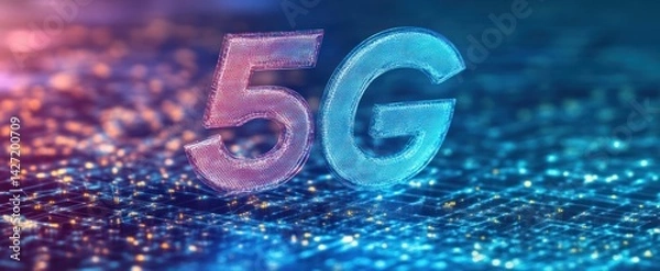 Fototapeta A rendered graphic displaying the digits five and the letter G