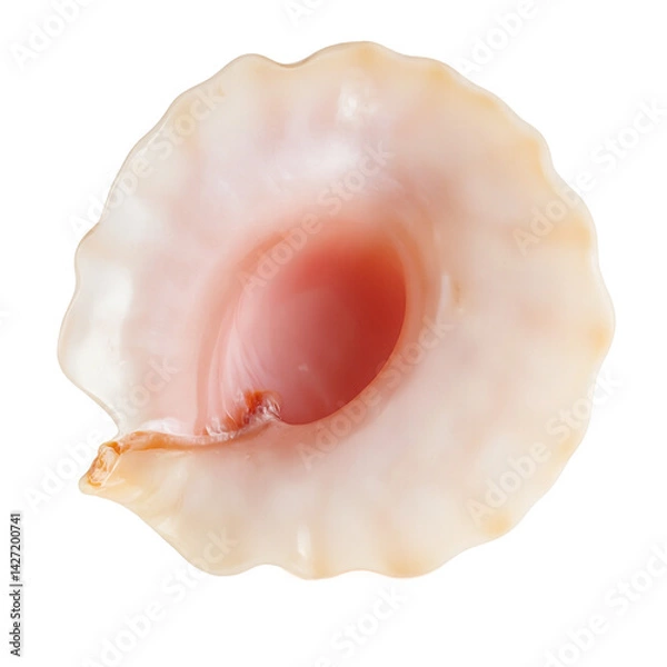 Obraz Isolated vibrant pink queen conch shell interior on white background