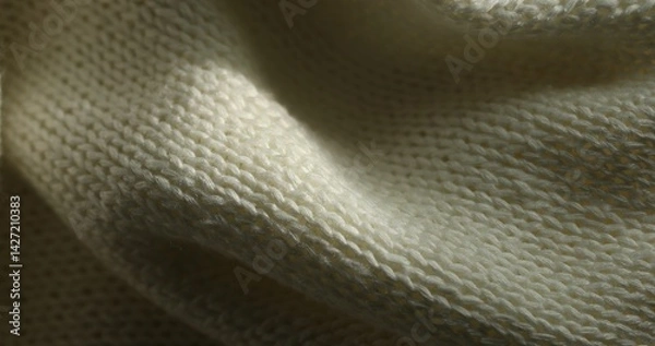 Fototapeta Close-Up of Cream Knitted Fabric with Soft Folds