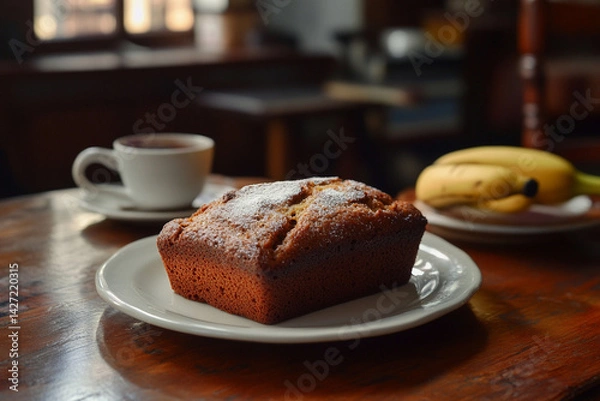 Fototapeta Freshly baked banana bread generative AI