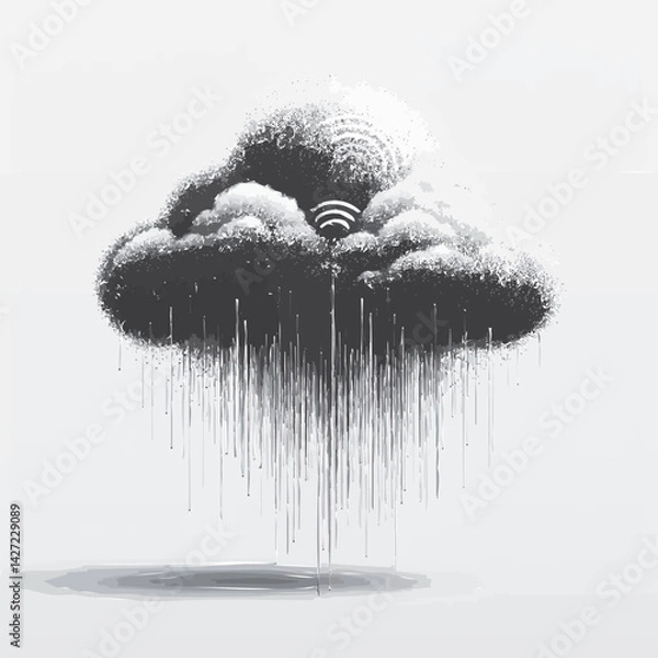 Fototapeta Digital Rain Cloud Network Data Storage Wifi Server Computing