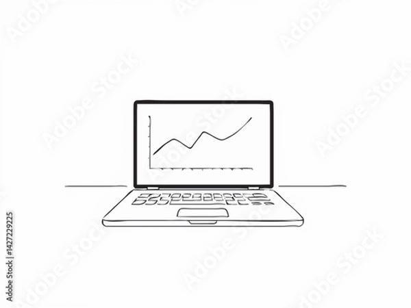 Fototapeta Laptop Screen Displays Positive Growth Trend Data Analytics