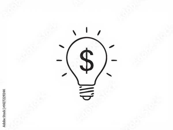 Fototapeta Brilliant Money Idea Financial Innovation, Profit, Wealth, Business, Success, Lightbulb, Dollar, Inv
