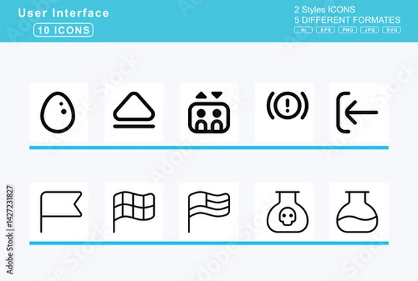 Fototapeta Set of 5 rounded user interface icons,earth, europa, eclipse, edit