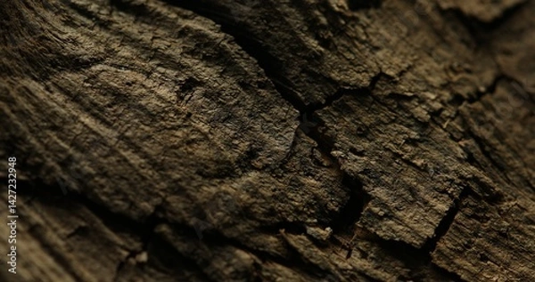 Fototapeta Close-up of dry tree bark with deep cracks and natural texture