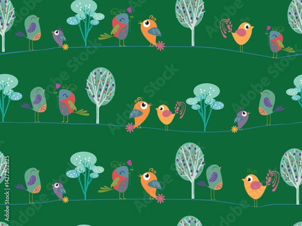 Fototapeta Vector Images of Various Types of Bird Patterns With Subtle Colors