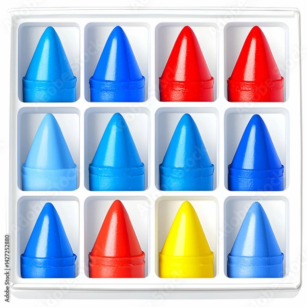Fototapeta Colorful crayons in a box, ready for art