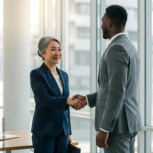 Obraz Diverse Business Handshake Modern Office Collaboration Photo