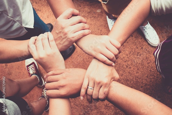 Fototapeta Hands were a collaboration concept of teamwork