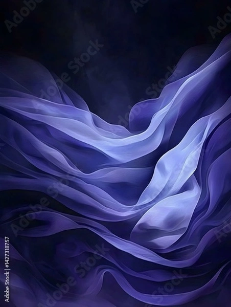 Fototapeta Abstract image of flowing purple and blue fabric. Elegant, soft, and luxurious textile drapes. Perfect for design projects, backgrounds, and websites.