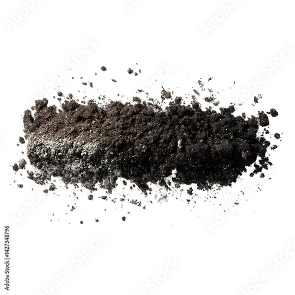 Obraz Pile of soil line scattered isolated on white background and texture, top view --v 7.0