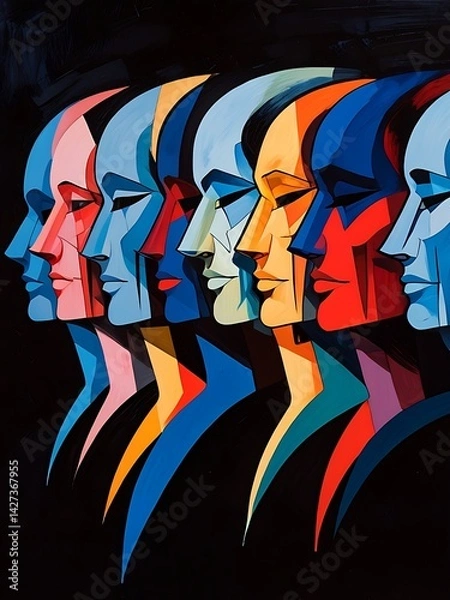 Fototapeta abstract vector background with faces 