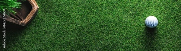 Obraz Golf ball on green grass.