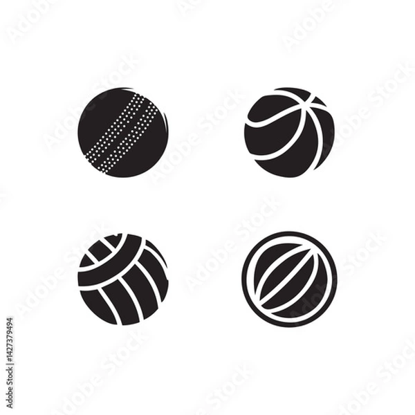 Fototapeta Ball Icon Set – Silhouette Vector Illustration of Sports and Game Balls