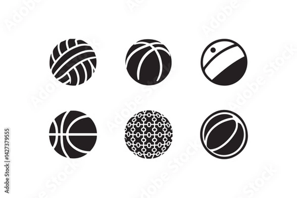 Fototapeta Ball Icon Set – Silhouette Vector Illustration of Sports and Game Balls