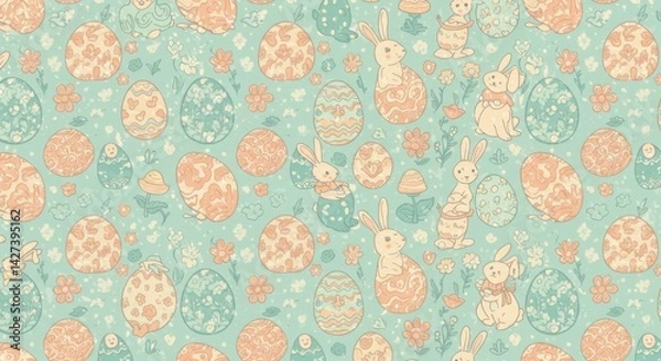 Fototapeta Easter Bunny and Egg Pattern