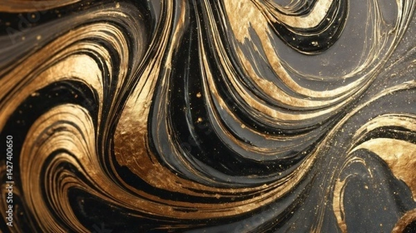 Obraz Luxurious black gold abstract swirls with metallic highlights perfect for upscale event invites premium packaging and luxury branding