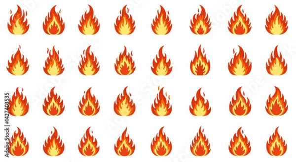 Fototapeta Array of fiery flame illustrations