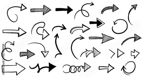 Fototapeta Vector Whimsical array of handdrawn arrows