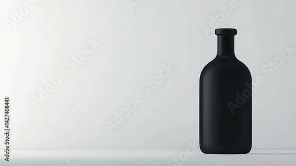 Fototapeta Elegant black bottle on minimalistic background highlighting modern design aesthetics