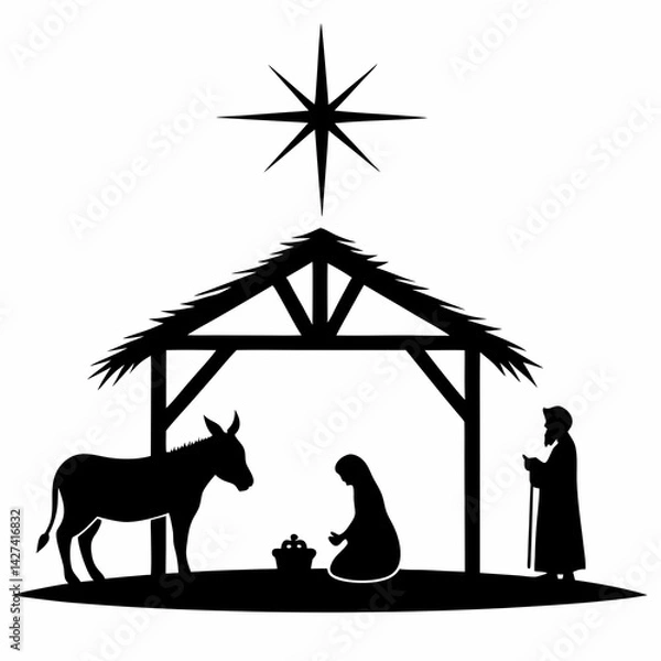 Obraz Black Silhouette Nativity Scene