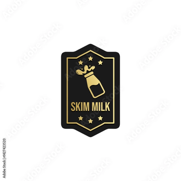 Fototapeta Skim milk product label or sign vector isolated EPS. Best Skim milk logo for product packaging design element. Skim milk label for packaging design element.