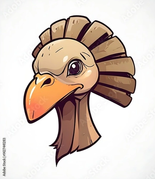 Obraz Stylized turkey head featuring a mohawk, set against a plain white background