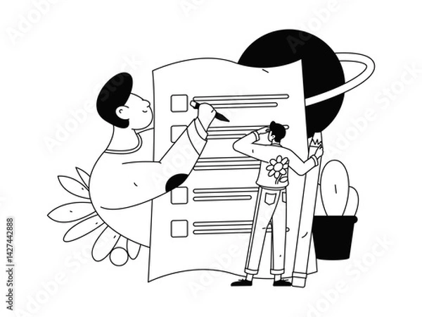 Obraz Education and learning people flat vector concept hand drawn illustration
