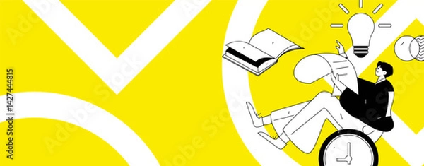 Obraz Education and learning people flat vector concept hand drawn illustration
